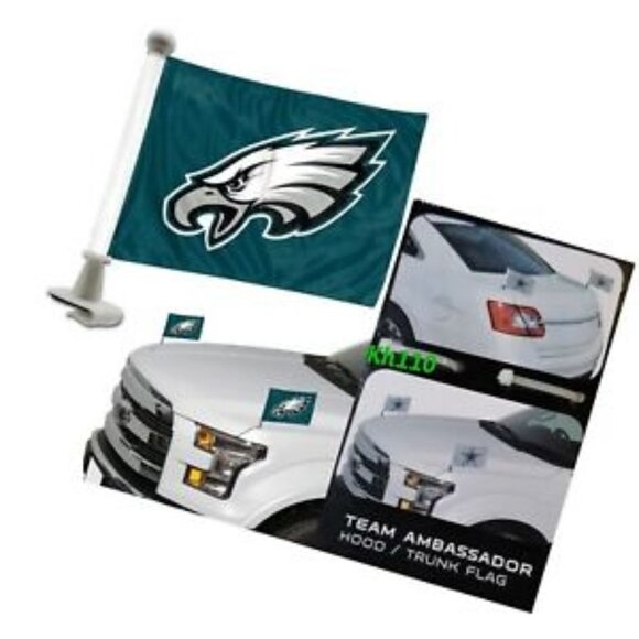 🛍3/$30🛍  NFL Philadelphia Eagles Flag Set 2-Piece - Picture 2 of 3